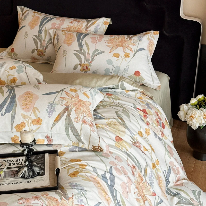 轻奢A类全棉生态磨毛四件套加厚数码印花保暖被套床单床笠四件套