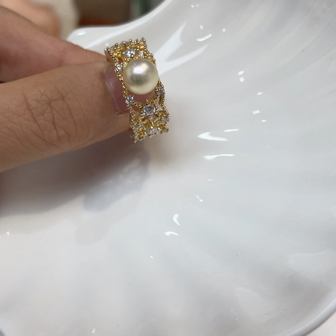 银S925镶嵌戒指海水珍珠