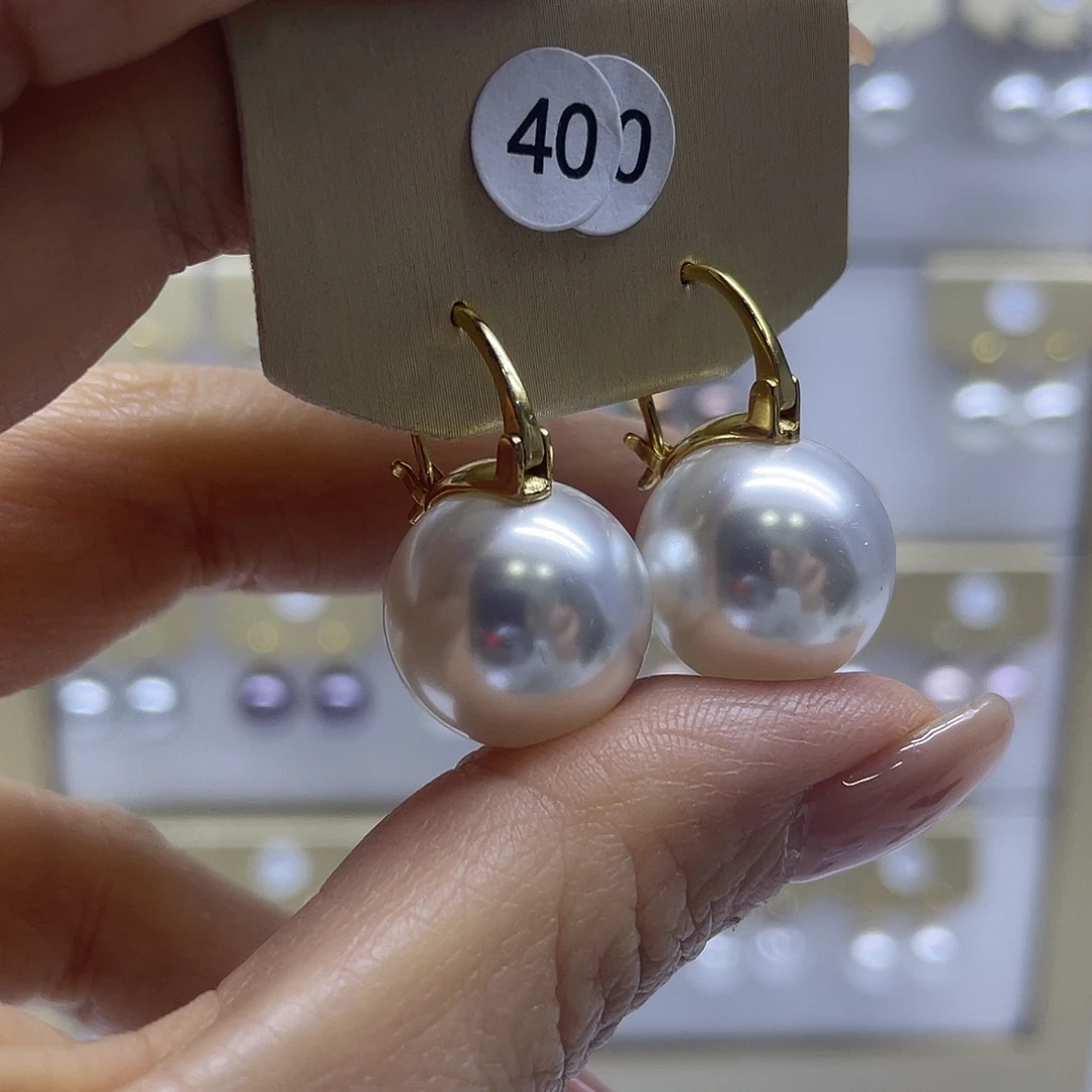 淡水珍珠银S925镶嵌耳饰