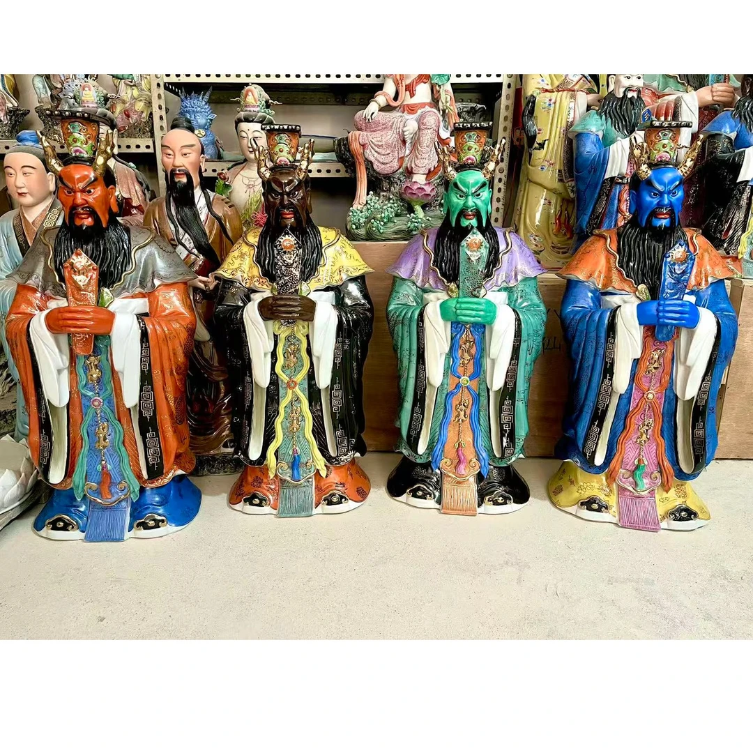 四海龙王景德镇陶瓷手工雕刻东西南北龙王爷中式古典祠堂供奉摆件