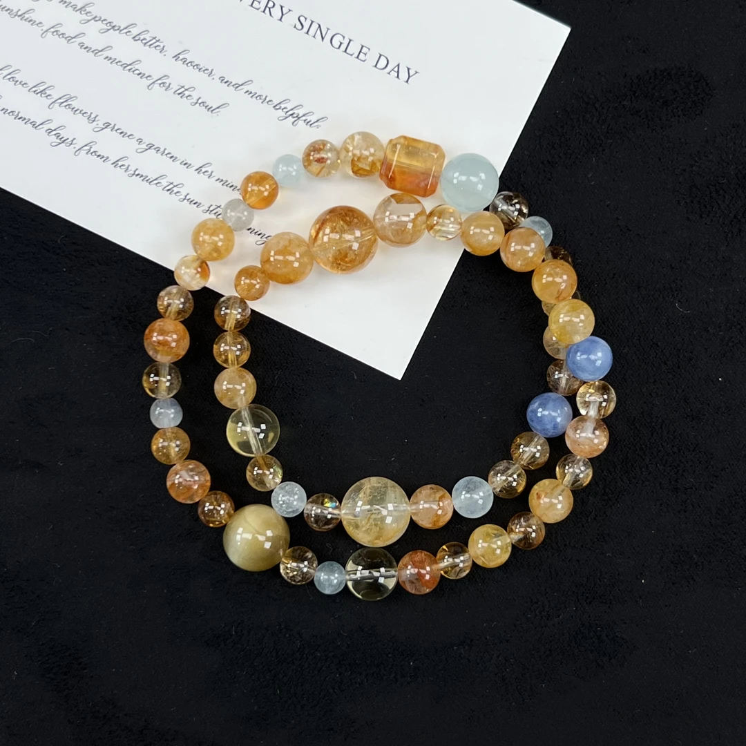 【黄胶花】多彩胶花搭配设计款手串6.5mm+多样性发一w1658