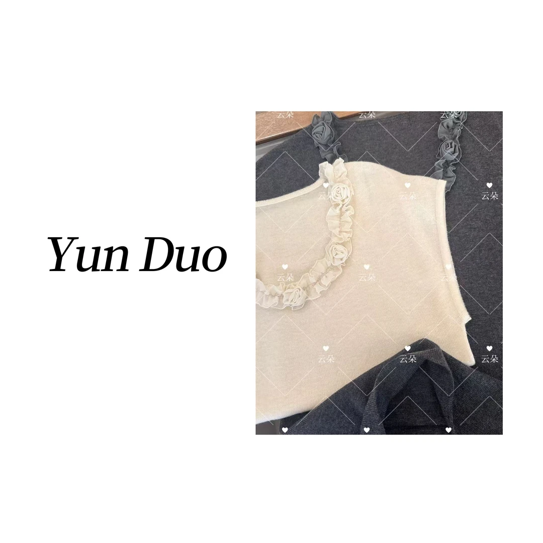 云朵定制【茉莉玫瑰】玫瑰花蕾丝领边针织衫LB65