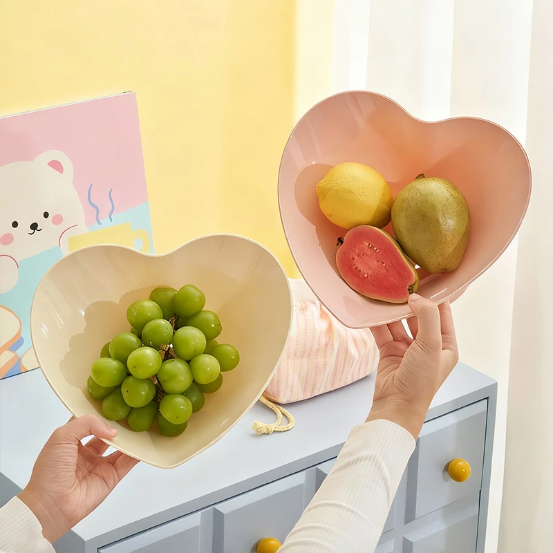 爱心水果盘客厅家用新款高颜值茶几果盘高级感沥水托盘干果盘