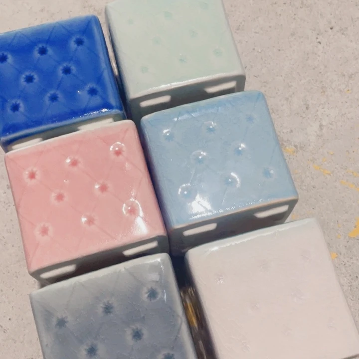 陶瓷6’5*6’5 半手工花盆浮力炸