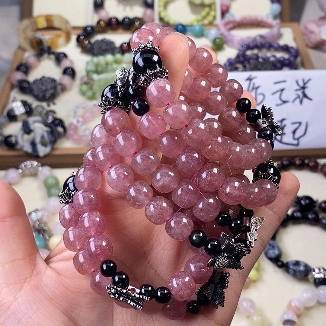 查罗石合金手链草莓一条