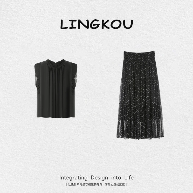 夏季穿搭一整套女2025新款时尚轻奢雪纺上衣半身裙显瘦气质两件套