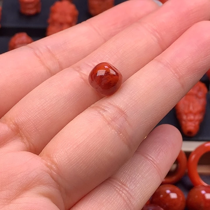 A***n南红玛瑙未镶嵌火焰纹老型单珠9MM+