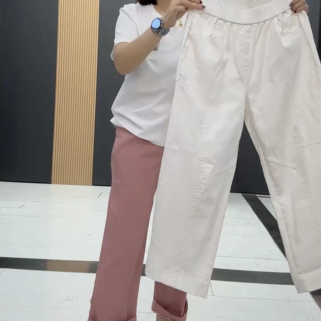 9951*时尚大码春季新款高腰显瘦宽松休闲直筒休闲裤