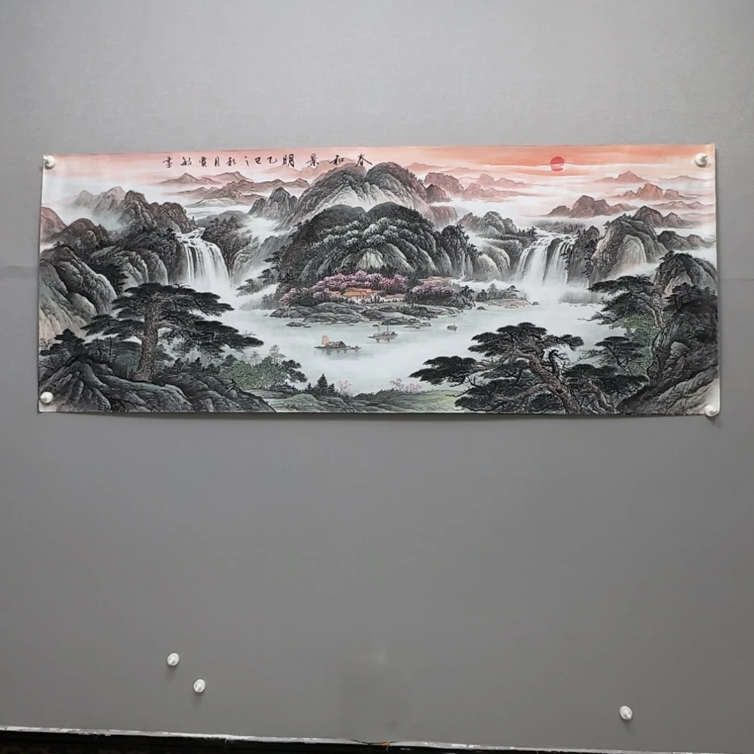 国画横幅六尺精品山水贾敏