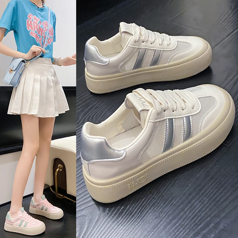 啄木鸟爆款网面透气德训鞋女夏季新款板鞋百搭休闲厚底运动小白鞋