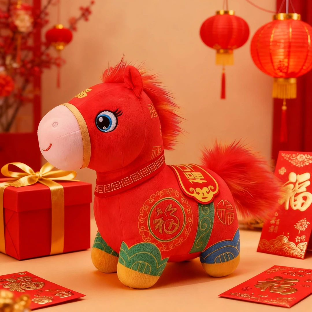 2026马年吉祥物公仔玩偶红生肖小绒玩具娃娃新年礼品定制摆件