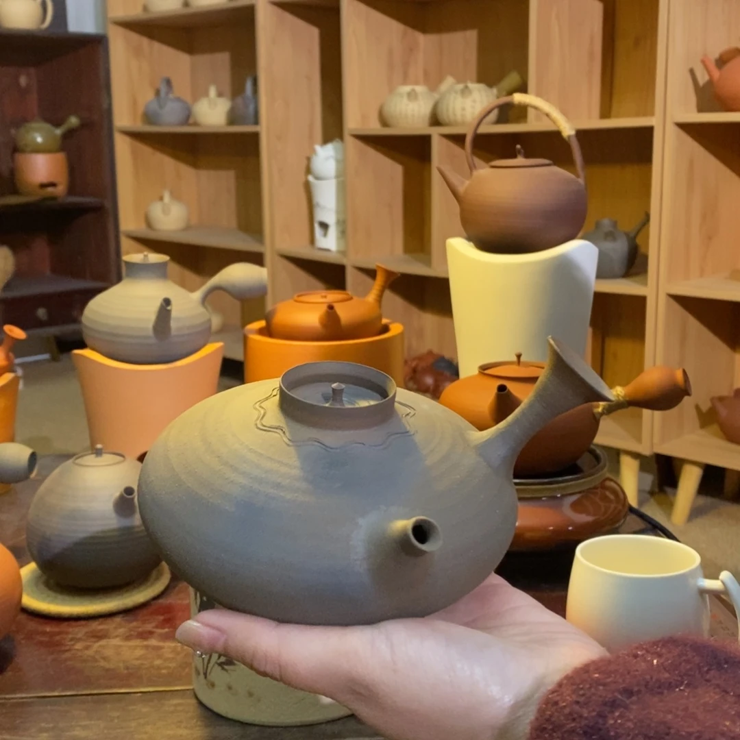 陶冻*?柴烧扁扁壶400c