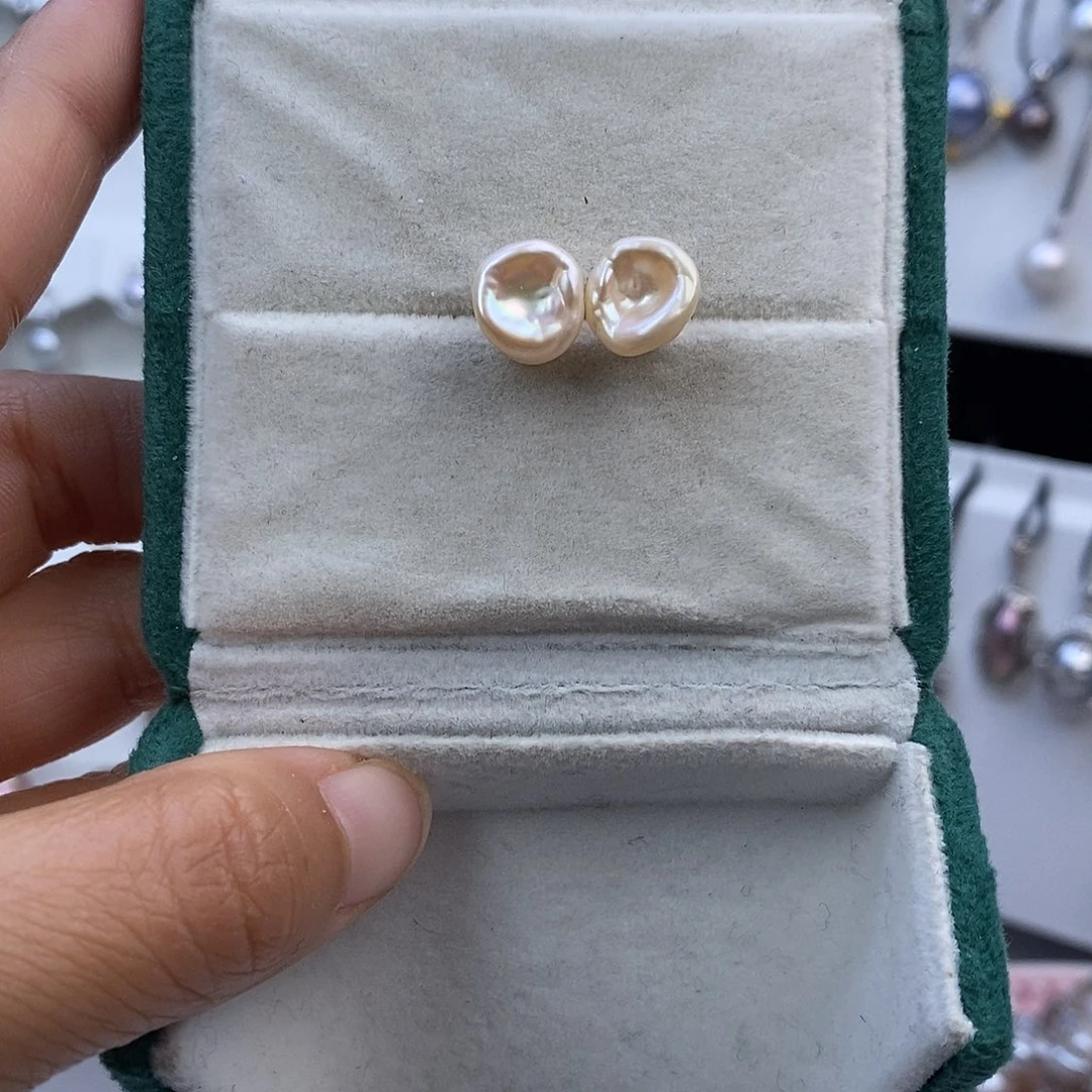 银S925镶嵌淡水珍珠耳饰