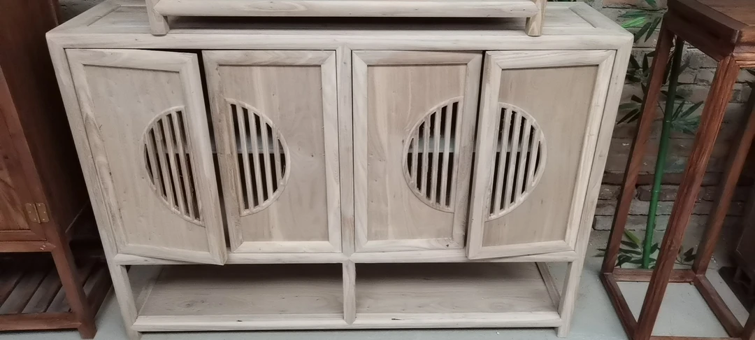 北方榆木四门明月柜储藏柜