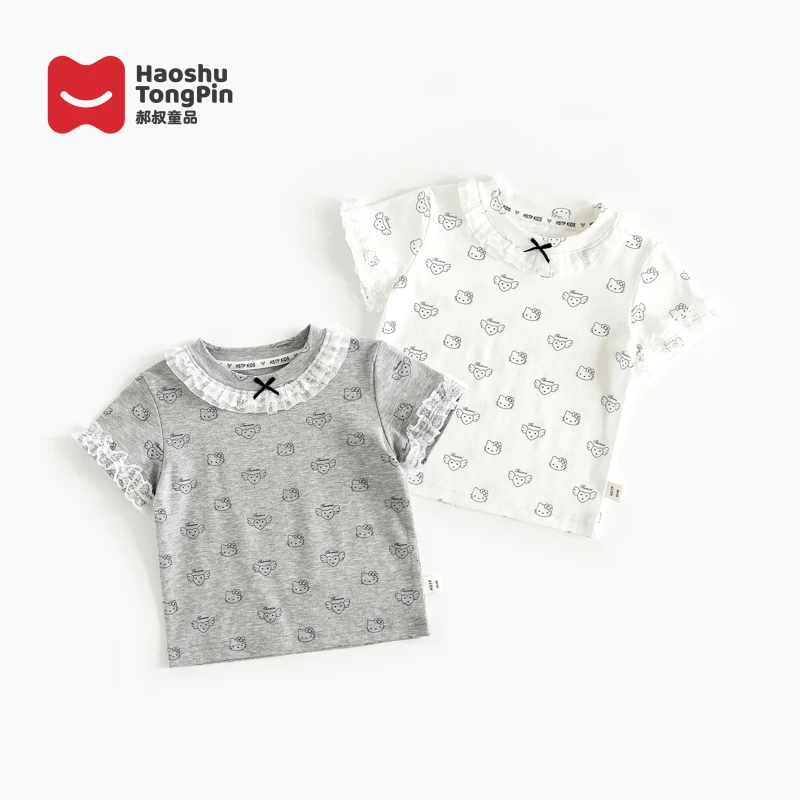 【现货】郝叔童品夏季新款时尚潮牌女童短袖T恤2025洋气百搭HL5238