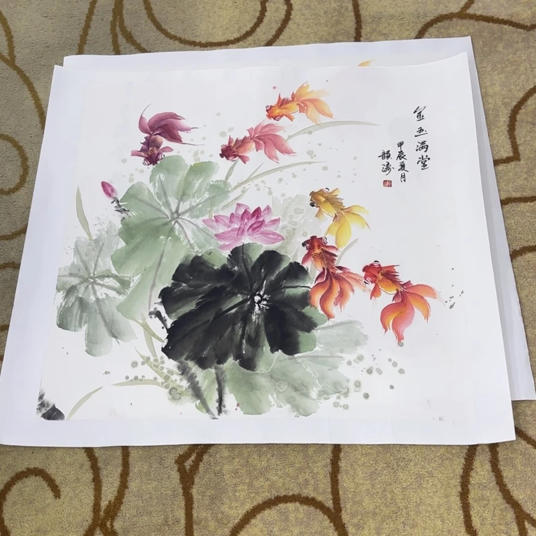 九***)国画韵涛斗方作品童