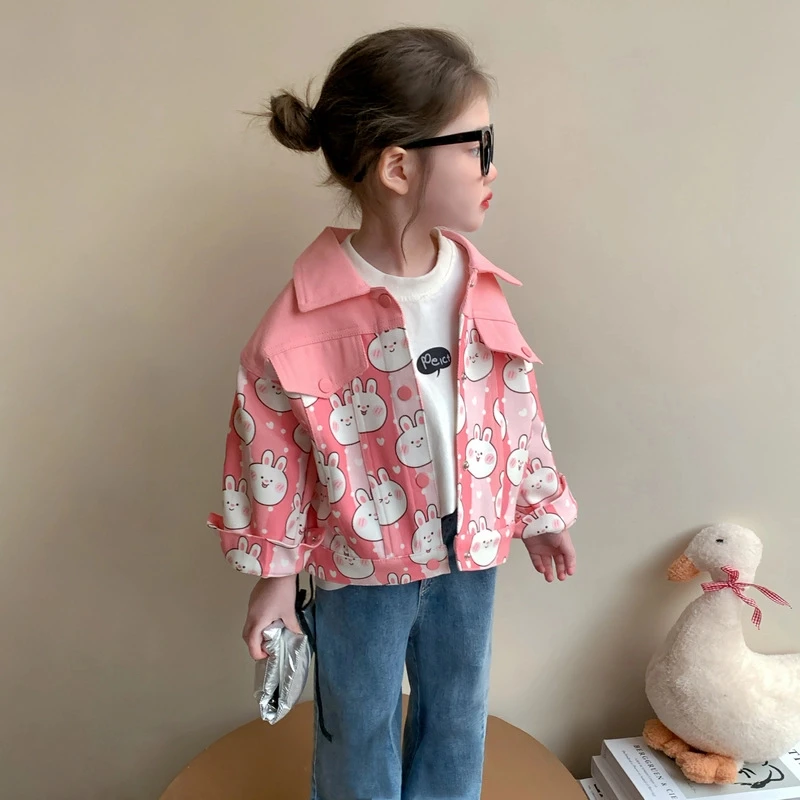 女童春秋外套2025新款儿童春装韩版卡通休闲潮女宝宝春季夹克上衣