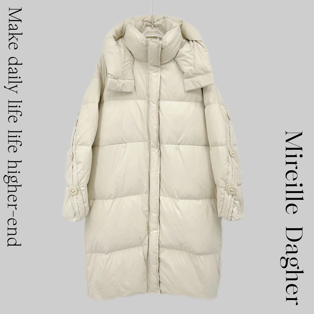 米莱Jiaer/新款连帽设计带扣中长款加厚保暖羽绒服25239