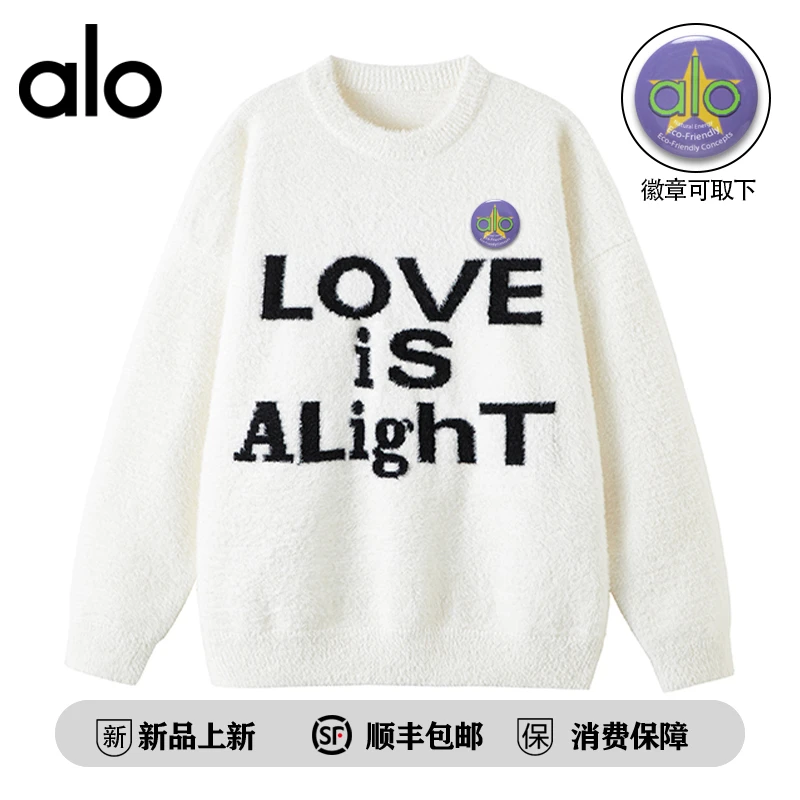 【官方奥特莱斯】品牌折扣美式高街字母刺绣圆领保暖男女秋冬季毛衣