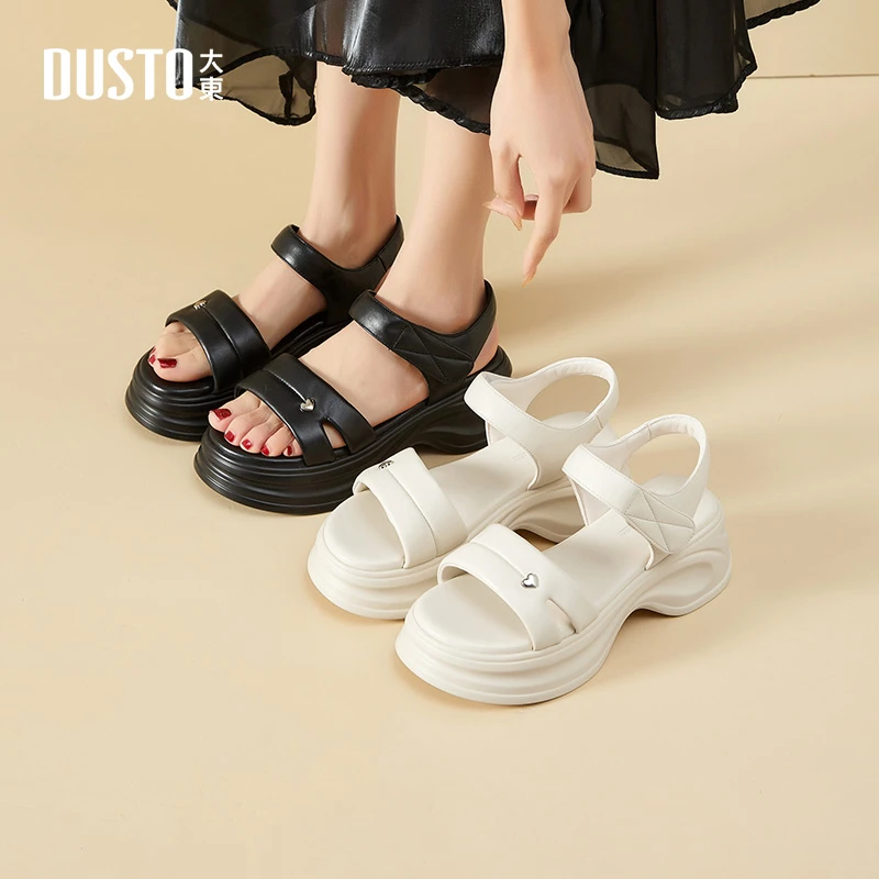 大东女鞋一字带休闲厚底凉鞋女外穿沙滩罗马凉鞋夏新款鞋子女0103