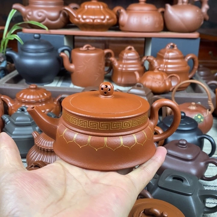 茶壶紫砂禅玉230cc原矿一厂老红土描金丝特价