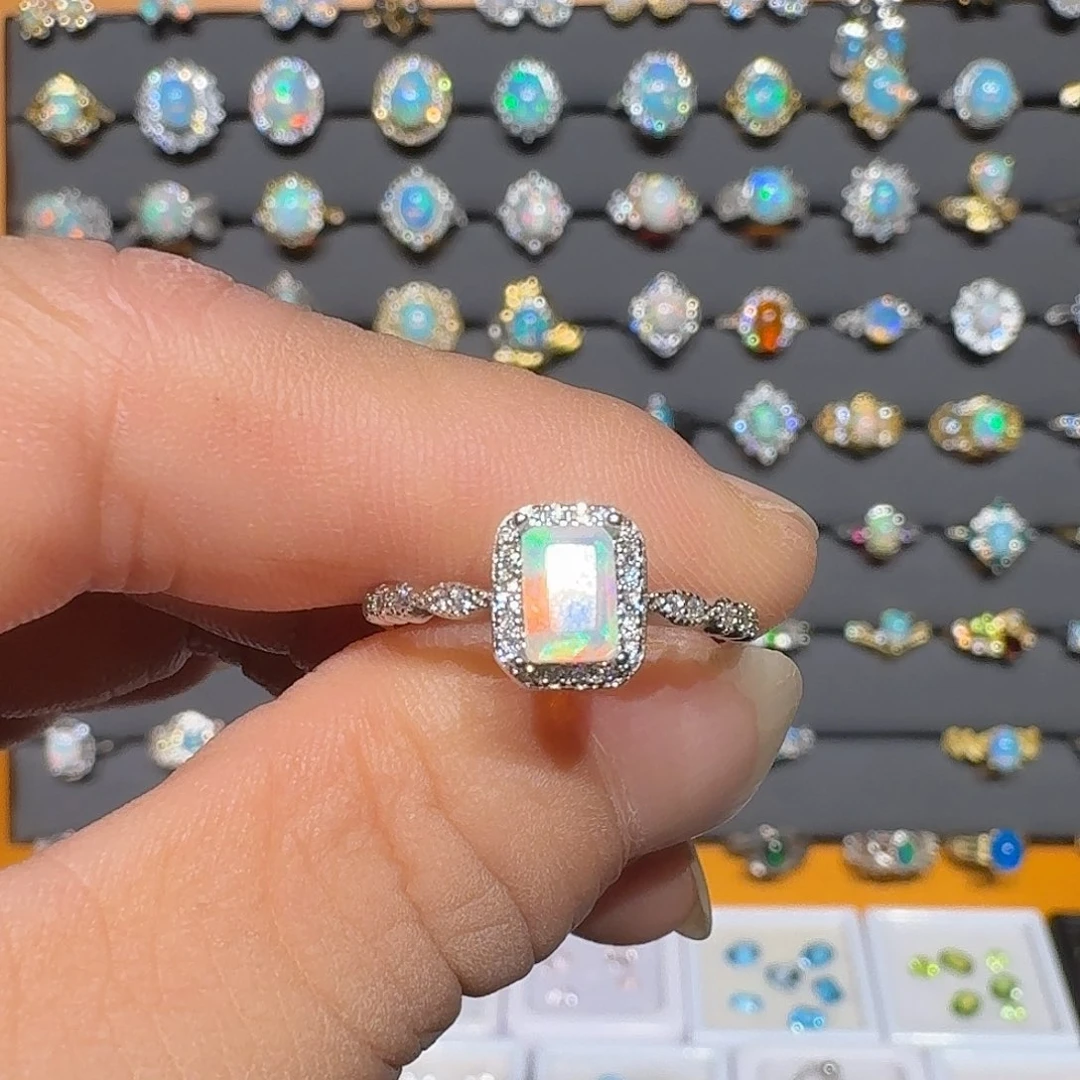 欧泊银S925镶嵌戒指戒指