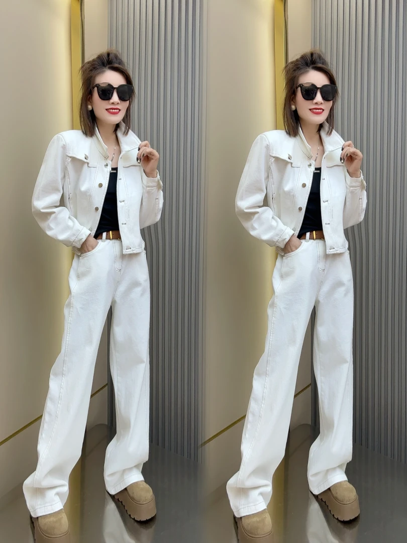 减龄高级感牛仔短外套两件套