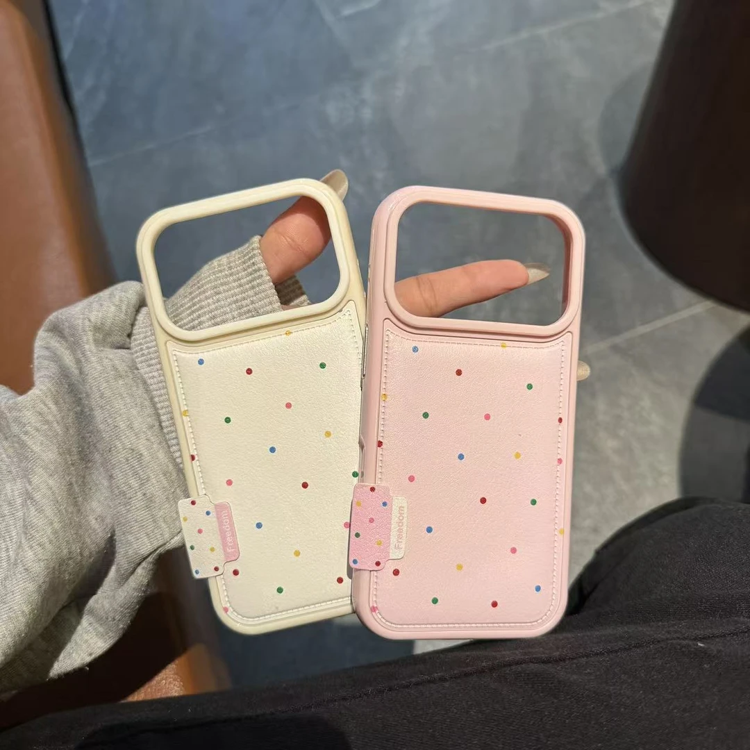 鼓包贴皮彩色波点适用于iPhone17promax手机壳苹果16pro防摔15壳