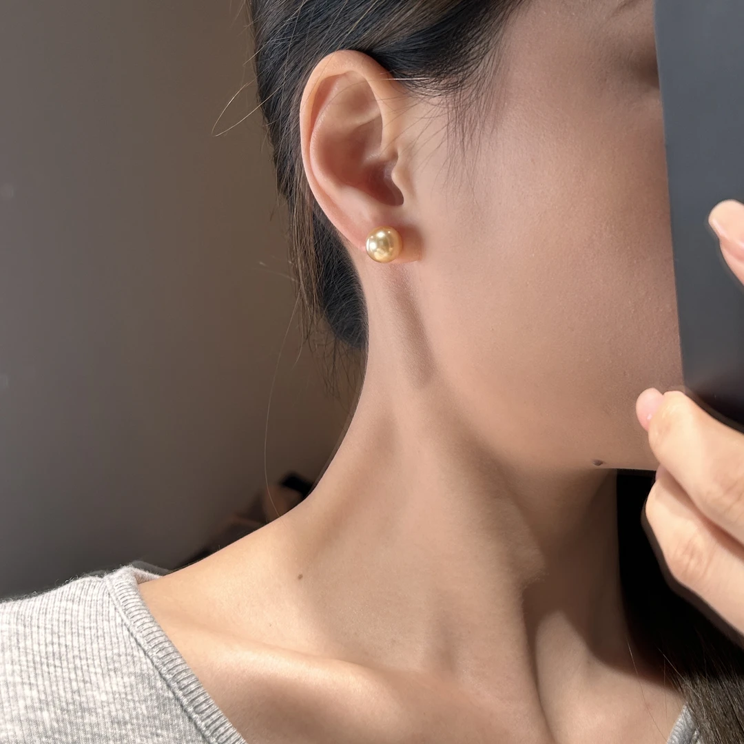 18K金 海水珍珠耳钉   J259737