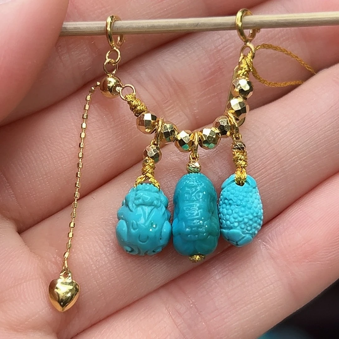 绿松石珠宝奇石18K金镶嵌