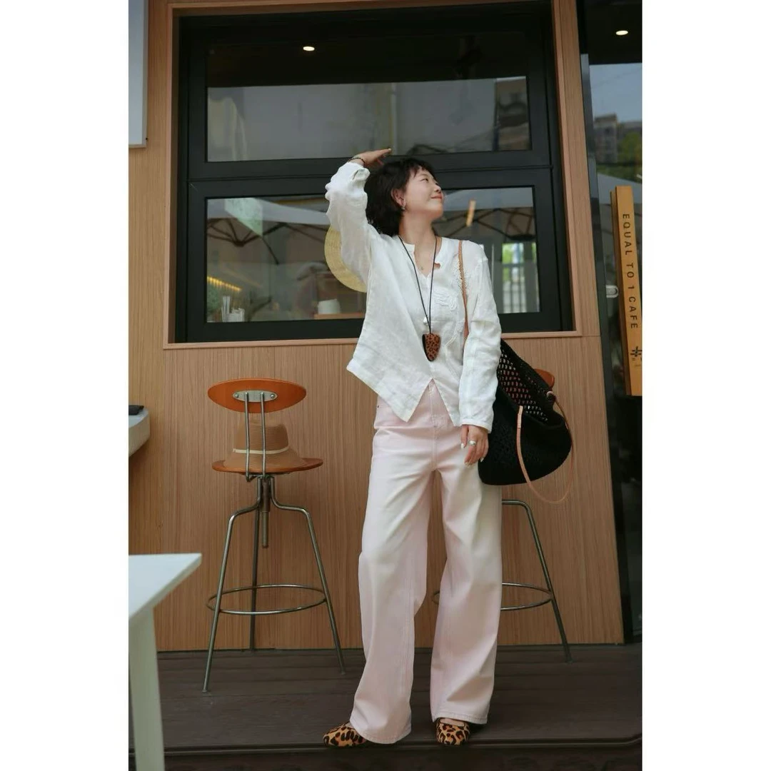 “芍药衫” 全亚麻超精致绣花衬衣 舒适重工盘绣上衣 Bi入款 W-135