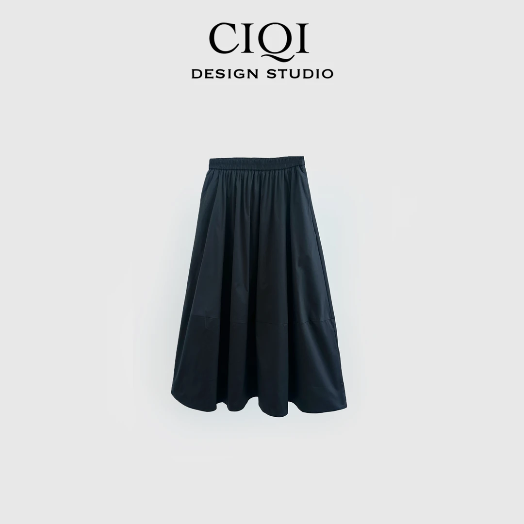 CIQI STUDIO 【泡泡裙】夏季新品茧型松紧腰显瘦遮跨半裙Q50003
