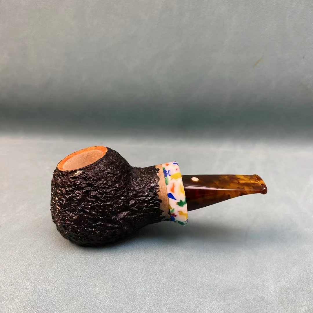 意大利阿梅里尼大师手工石楠木烟斗黑色喷砂空腔大气室