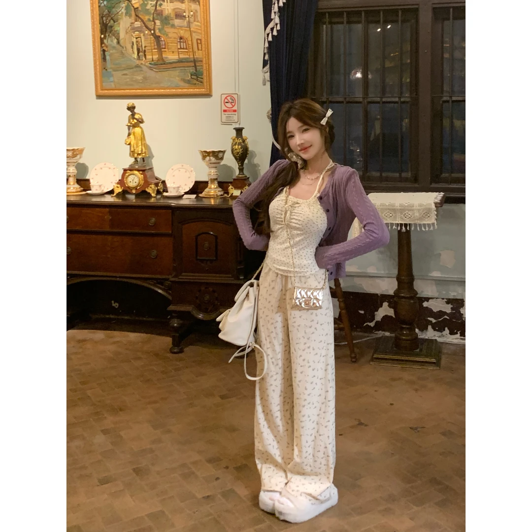 【直腿神器】 窄版阔腿裤设计感高腰微喇垂感休闲长裤