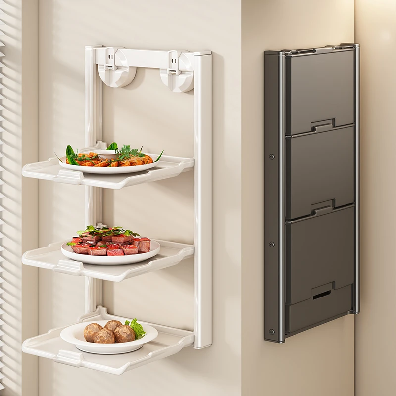 优勤吸盘备菜置物架厨房可折叠多层多功能配菜盘家用壁挂收纳架