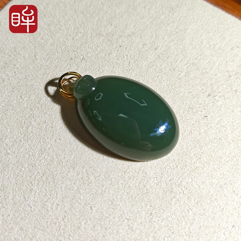 印象眸18K金镶和田玉鸭蛋青吊坠 多样性发货 拍一发一 ND