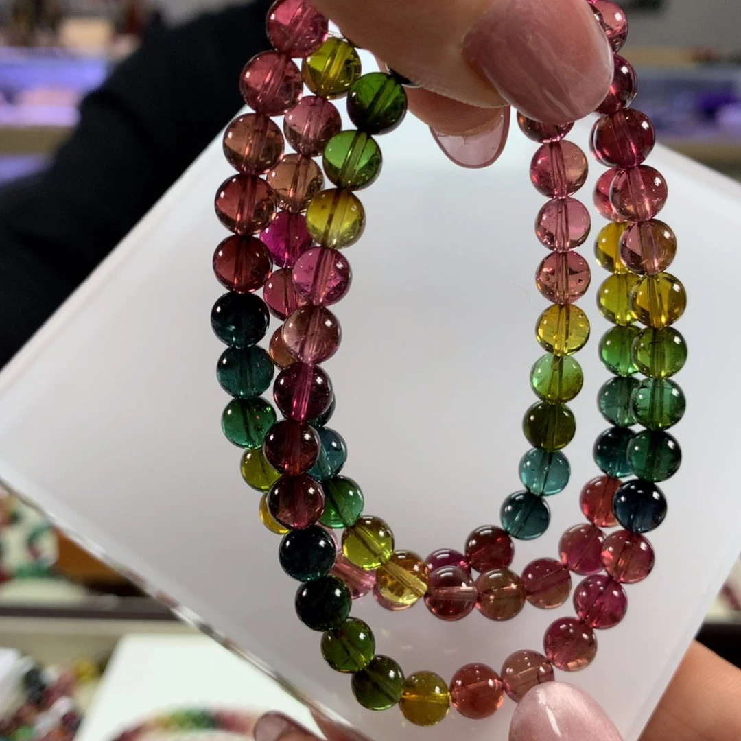 碧玺手链未镶嵌6.5毫米左右