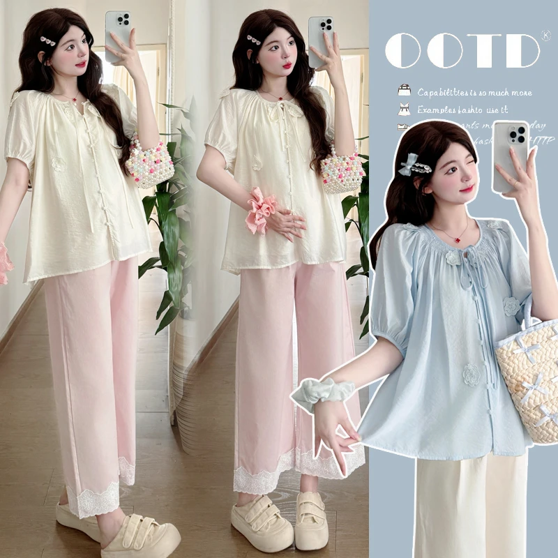 孕妇装夏装2025新款t恤洋气夏天短袖上衣休闲夏季外出时尚款夏天