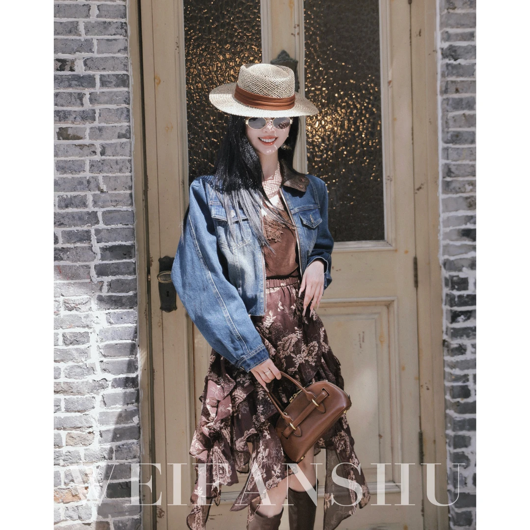 WEIFANSHU/魏凡舒【原宿街头】早秋新款设计感宽松时尚短款牛仔外套