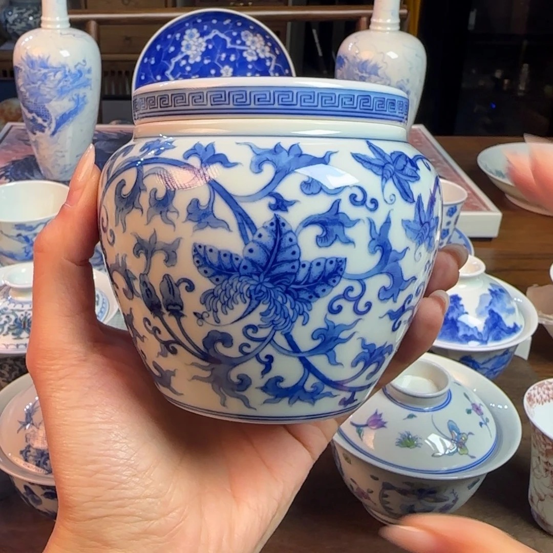 名窑口 放漏茶叶罐西番莲