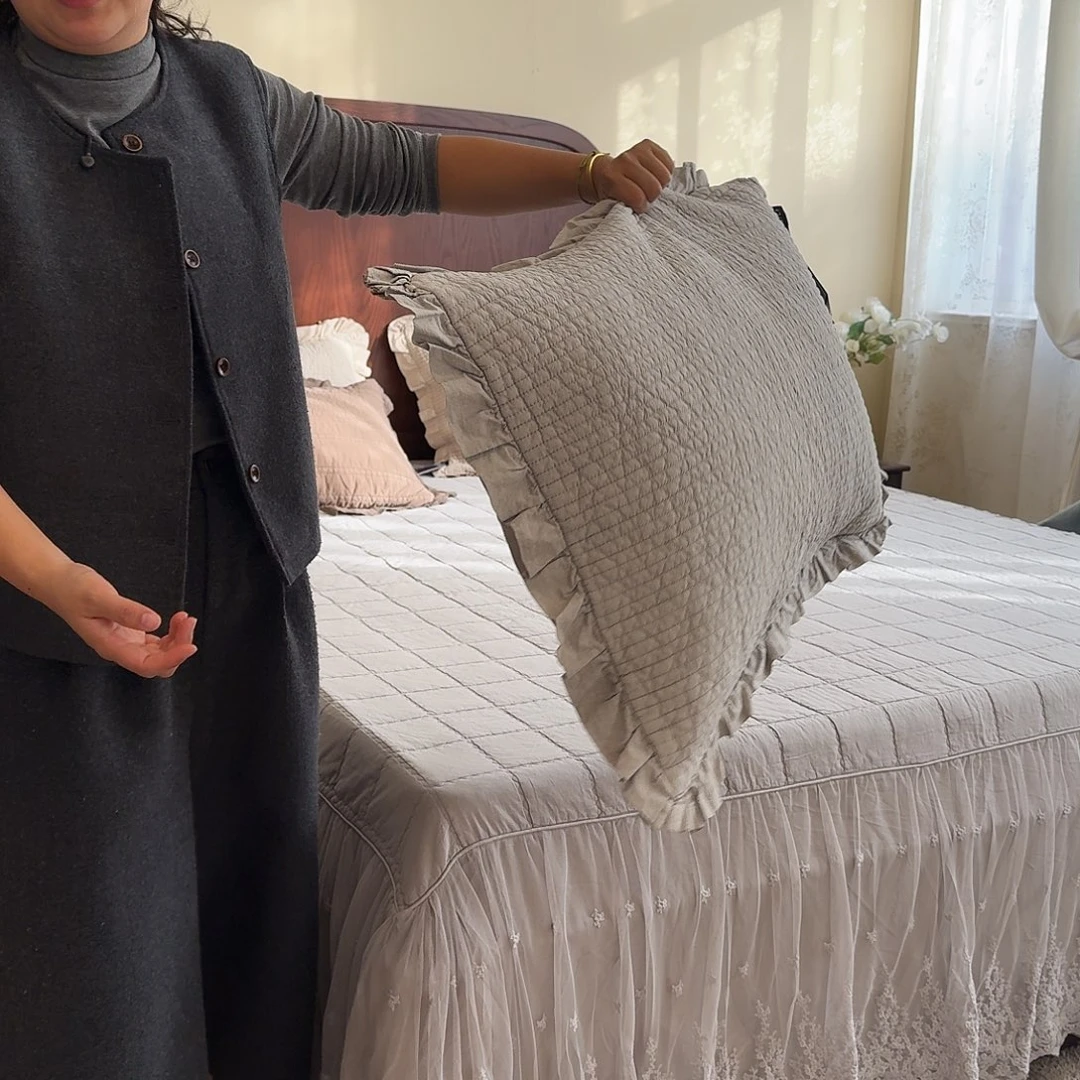 棉50*70枕套一对灰色