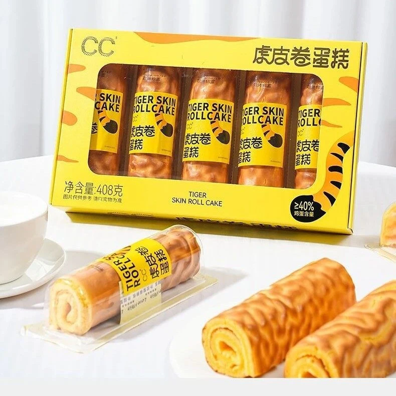 CC虎皮卷蛋糕408g竹盐卷瑞士卷夹心卷学生上班族便携式上上签饼干