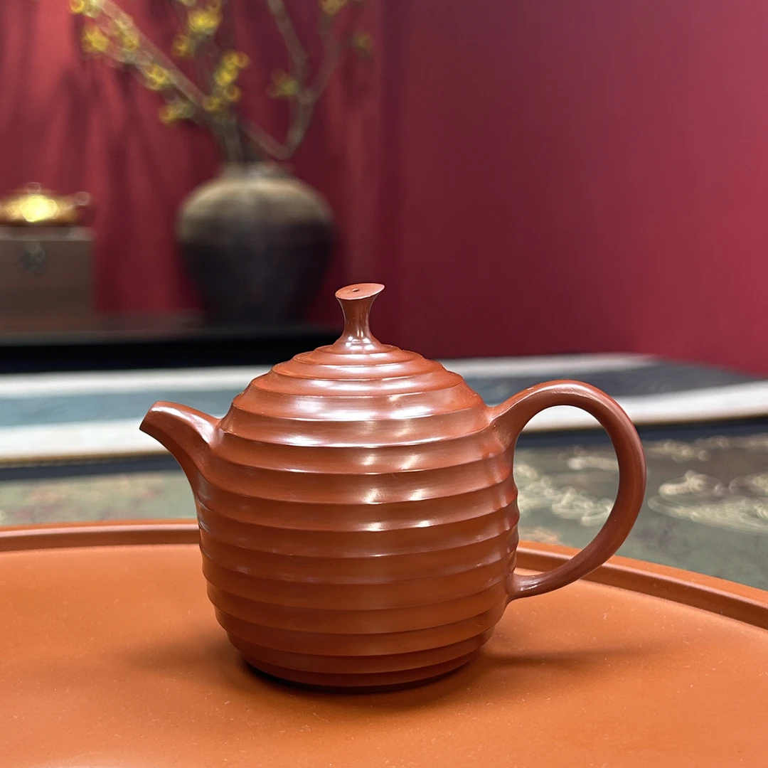 千线一帆壶约120毫升原矿老朱泥潮州全手工制作手拉壶功夫茶器具