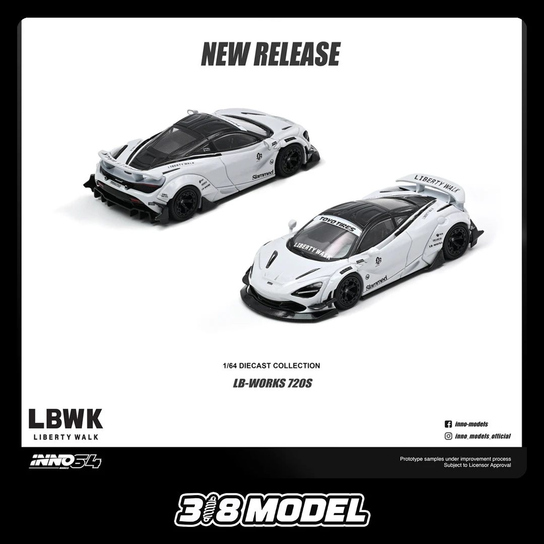 预售 INNO 1:64 迈凯伦 720S LIBERTY WALK 白色 合金汽车模型