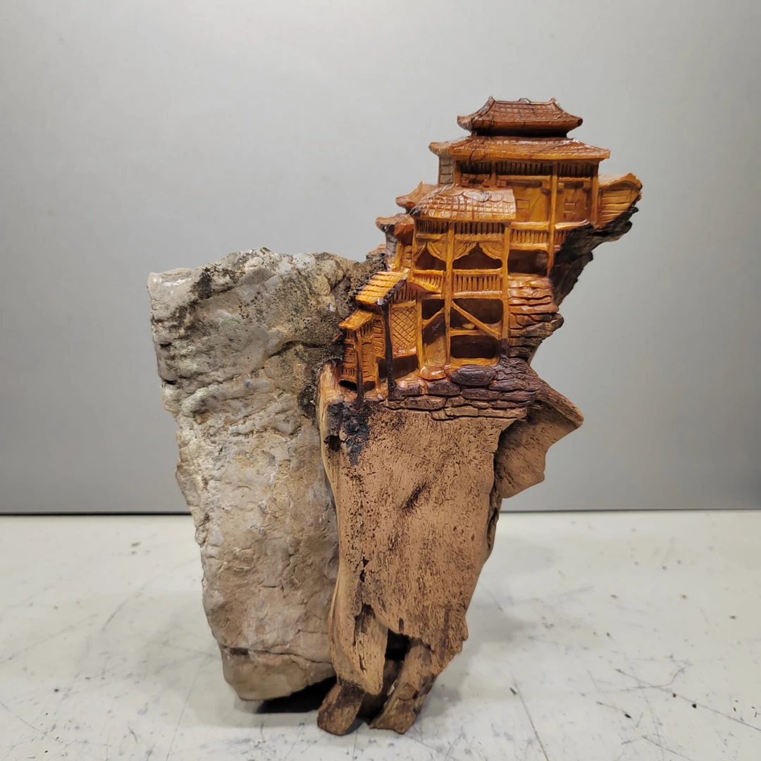 悬空寺，北太行易县料山水摆件，高油高密纯手工雕刻匠心之作