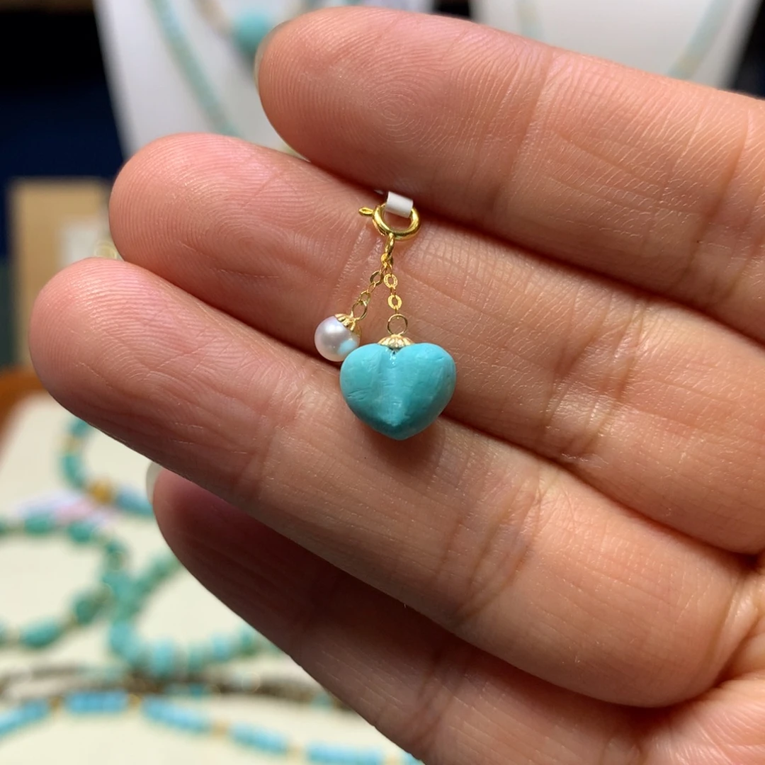 18K金镶嵌绿松石挂件