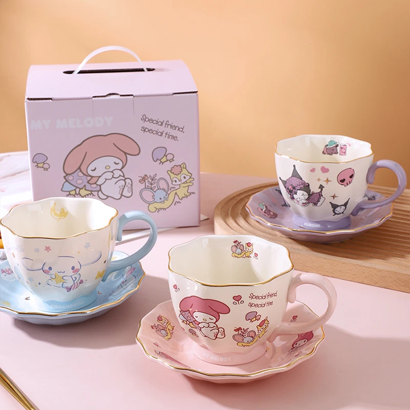 【言则】三丽鸥正版陶瓷咖啡杯碟库洛米大耳狗美乐蒂