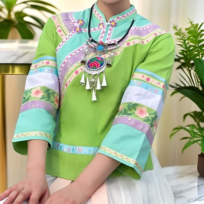 布依族壮族传统民族风休闲风立领单上衣复古