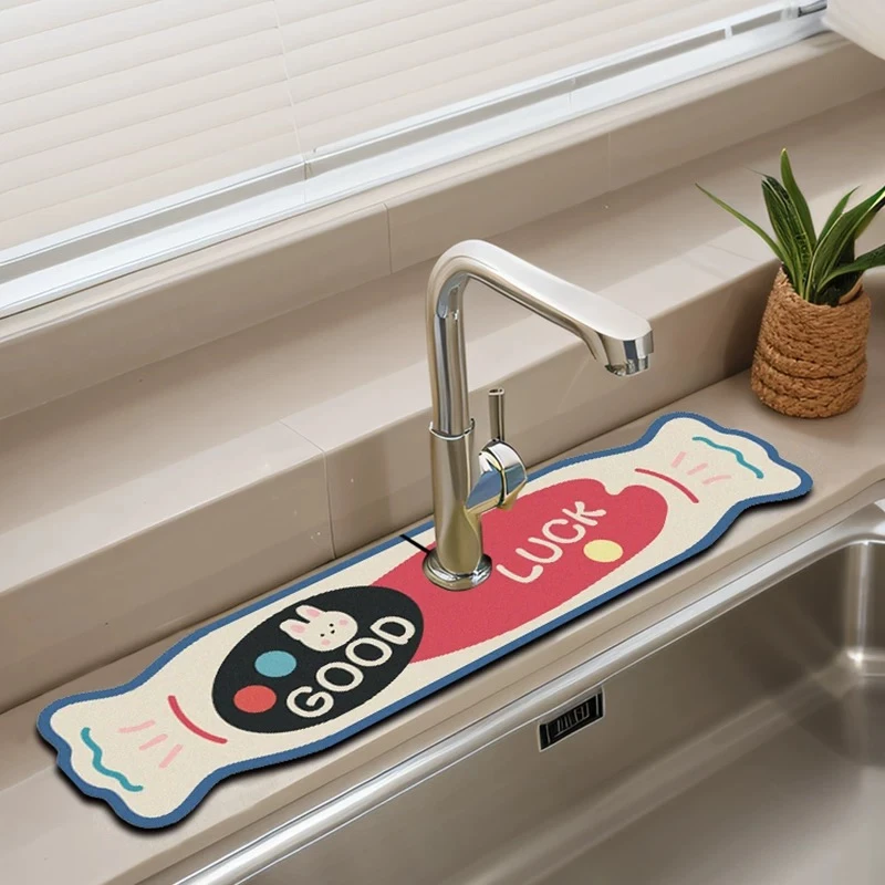 大白兔水龙头台面吸水垫硅藻泥厨房水池沥水垫洗手台洗漱台牙杯垫