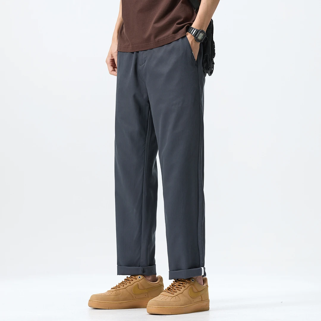 冰丝凉感休闲裤男款2025夏季宽松直筒商务长裤轻薄透气百搭裤子男